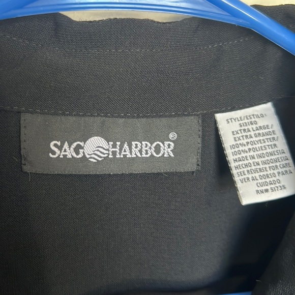 Embroidered black button down collard tunic length shirt XL easy care - Picture 2 of 7